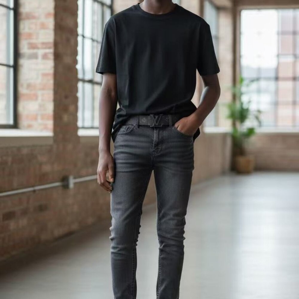 LV Belts 95cm fit for 30-34 Black Logo - Picture 4 of 5